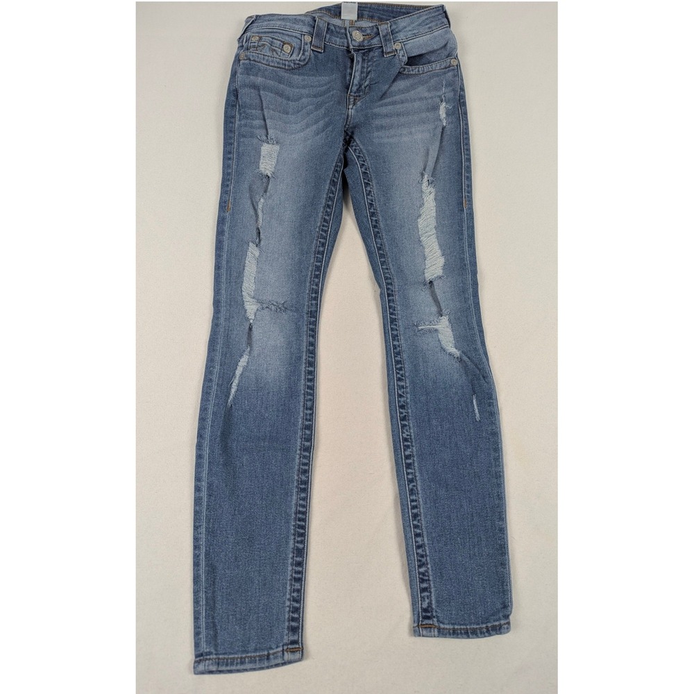 True‎ Religion Curvy Skinny Jeans Womens 26 Blue Medium Wash Horseshoe Pocket